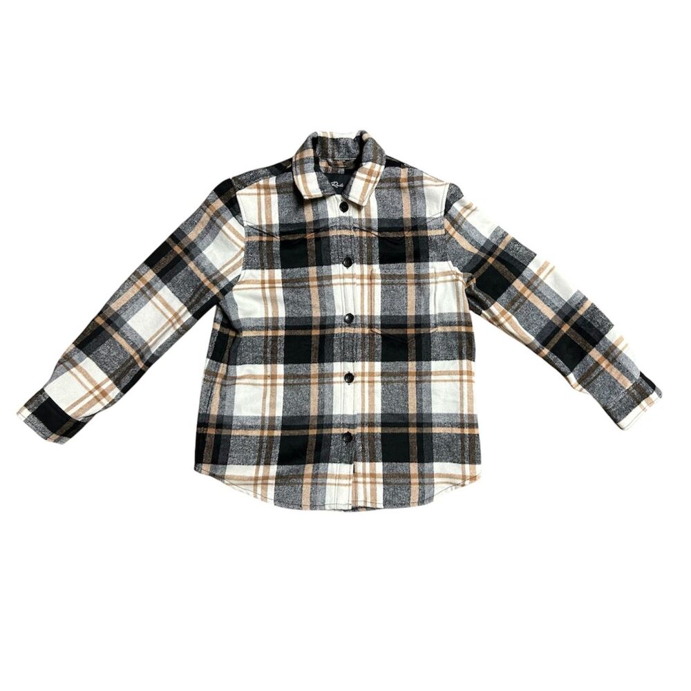 Rails, Women's Button Down Collared Flannel Jacket, Brown Black White, Size XS
